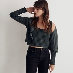 Madewell Jacquard cardigan twin set in gingham